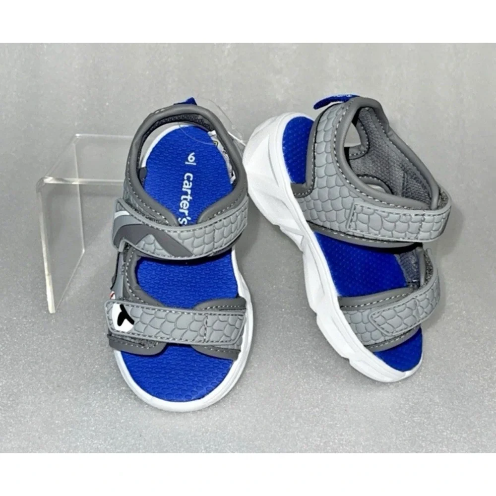 Carter's Tanis Shark Light Up Sandals Adjustable Straps Toddler Boys Size 6M NEW